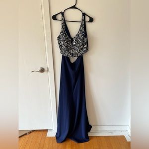 Navy blue two piece formal dress
